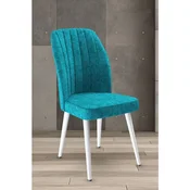 Hanah Home set trpezarijskih stolica Platinum 8 kom, tirkizna tkanina Jerry, bele metalne noge