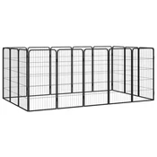 Vidaxl vidaXL Pasji boks, 16 panelov, črn, 50 x 100 cm, jeklo
