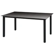 Vidaxl Vrtna miza črna 150x90x74 cm aluminij in steklo