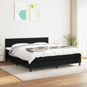 Greatstore Box spring postelja z vzmetnico črna 160x200 cm blago