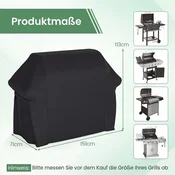 Costway Prevleka za žar s trakom za zategovanje in zapiranjem na ježka, črna