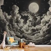 shumee Foto tapeta - Luna in zvezde pojejo med velikimi oblaki