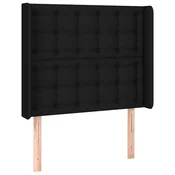 Vidaxl Vzglavje z ušesi črno 93x16x118/128 cm blago