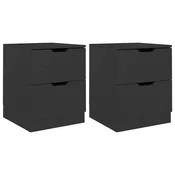 Vidaxl Nočna omarica 2 kosa črna 40x40x50 cm inženirski les