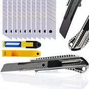 OEM Set Nož za Tapete With Aluminijasti Ohišjem + 10 Rezil – 18 mm Jeklo, 155 mm Dolžina | za Tapete v Papirju | Ergonomija Ročaj