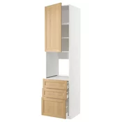 METOD / MAXIMERA Vis.el.pecn. s vratima/3 fioke, bela/Forsbacka hrastovina, 60x60x240 cm