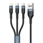 Foneng FONENG X51 3V1 USB NA USB-C/MICRO USB/LIGHTNING KABEL, 3A, 1,2 M (ČRN)