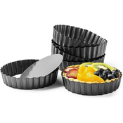 Dardanar Mini neoprijemljivi pekači za torte Okrogli pekači za quiche z odstranljivim ohlapnim dnom Pekač za pito s sirom, (21199016)