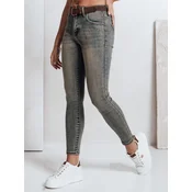 Jeansy damskie skinny z paskiem niebieskie Dstreet