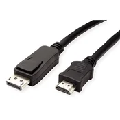 Kabel VALUE DisplayPort 1.1 DP - HDMI, 2K60Hz, M/M, 1,5 m, crni 11.99.5779-10