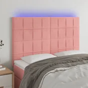 Vidaxl vidaXL Vzglavje postelje z LED svetlo roza 144x5x118/128 cm žamet