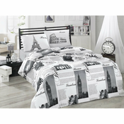 Crno-bijela pamucna posteljina za bracni krevet 200x200 cm City – Mijolnir
