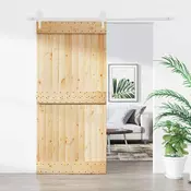 vidaXL Drsna vrata Naravna in bela 95 x 210 cm Masiven borov les