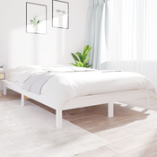 vidaXL Posteljni okvir bel 200x200 ciz trdne borovine