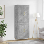 Greatstore Visoka komoda betonsko siva 69,5x34x180 cm inženirski les
