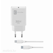 CellularLine hišni polnilec USB-C s kablom za iPhone 8, 20W, bel