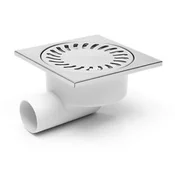 SIFON TALNI 150x150/55mm BELI BOČNI PRIKLOP FI 50 INOX
