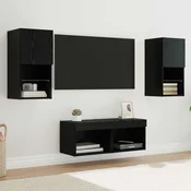 TV zidni ormari Zidne 4 pcs Crni hrast Konstruirano drvo