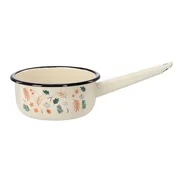 Emajliran kozič z ročajem 1,5l 16cm kremen z motivom listov 69947