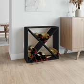 vidaXL Stojalo za vino Črna 62x25x62 cm trdna borovina