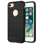 TPU gel ovitek Brushed Carbon za iPhone 7/8 - črn