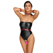 Cottelli Bondage Strapless Crotchless String Body with Collar & Cuffs 2643499 Black S