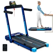 THUNDER Električna pod-biro zložljiva tekalna steza THUNDER® RACE-BLUE – 14 km/h, 2 KM, 14 cm nizka zasnova, Bluetooth, nosilnost 130 kg, (5000089505)
