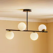 EMIBIG LIGHTING Stropna svetilka Kiba, črna/zlata, štirižarna - Dnevna soba/jedilnica - Sodobni - črna, zlata, bela opal - Steklo