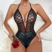 BODY Marlene Black - prosojen material, odprt hrbet, fetish