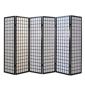 Homestyle4U Pregradna stena, Shoji 6-delna, 175x264x2,2 cm, črna