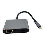 FAST ASIA Adapter-konvertor TIP C na 2xUSB 3.0+TIP C+RJ45
