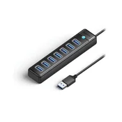 Orico USB hub s 7 vhodi, USB 3.0, 1m, črn, ORICO PW7U-U3