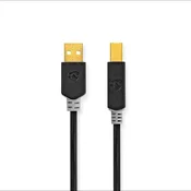 Nedis USB kabel | USB 2.0 | USB-A moški | USB-B moški | 480 Mbps | Pozlačeno | 3,00 m | Okrogla | PVC | antracit | Škatla z okencem