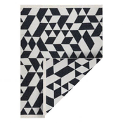 eoshop Geometrijska preproga TWIN 22992, bombažna, obojestranska, okolju prijazna, z robovi - črna/krem ( - Velikost: 140x190 cm)