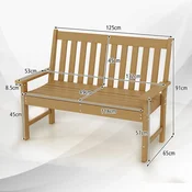 Costway Zunanja klop 132x45x71 cm iz tikovine