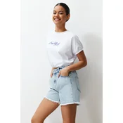 Trendyol Light Blue Elastic Waist Denim Shorts & Bermuda