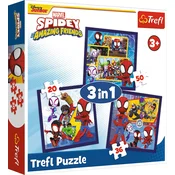 TREFL Puzzle Spidey: pajki in dinozavri 3v1 (20,36,50 kosov)