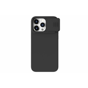 Nillkin CamShield Silky Silikonski ovitek za iPhone 15 Pro Max z zaščito za kamero - črn