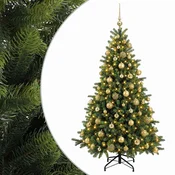 Vidaxl Umetna božična jelka z bučko 180 cm 300 LED Toplo bela