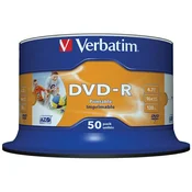 Verbatim VERBATIM DVD-R 4,7 GB TISKALNI DISK, 50 KOSOV ZA RAČUNALNIKE, VSEBUJE VISOKO