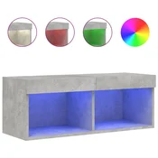 TV ormaric s LED svjetlima siva boja betona 80x30x30 cm
