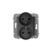 shumee Santra vtičnica 2x2P+Z modularna brez okvirja, vgradna, črna 4143-19