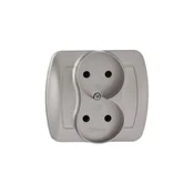 shumee Simon Akord Dvojna vtičnica b/u 16A IP20 metaliziran aluminij AG2/26