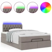 Vidaxl Otomanski posteljni okvir z vzmetnico taupe 120x200 cm blago