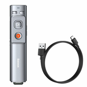 Baseus Orange Dot daljinski upravljac s laserskim pokazivacem za PC prezentaciju s ugradenom baterijom sivi (WKCD000013)