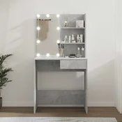 Vidaxl Toaletna mizica z LED lučkami betonsko siva 74,5x40x141 cm