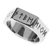 Prstan Hexagon Viking Nordic Runes STEEL - SS8-R230 Steel