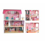 Lean-toys Lesena igralna hišica za lutke Milena 75cm