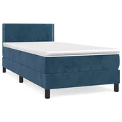 vidaXL vidaXL Box spring postelja z vzmetnico temno modra 100x200 cm žamet, (20898840)