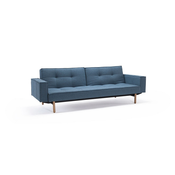 Kavč SPLITBACK SOFA BED z rokonasloni in s svetlo lesenimi nogicami-Svetlo modra